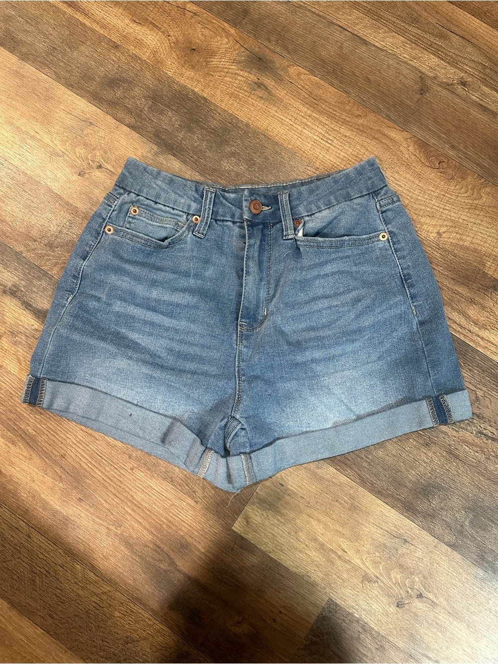 No Boundaries Light Blue Rolled Hem Denim Shorts